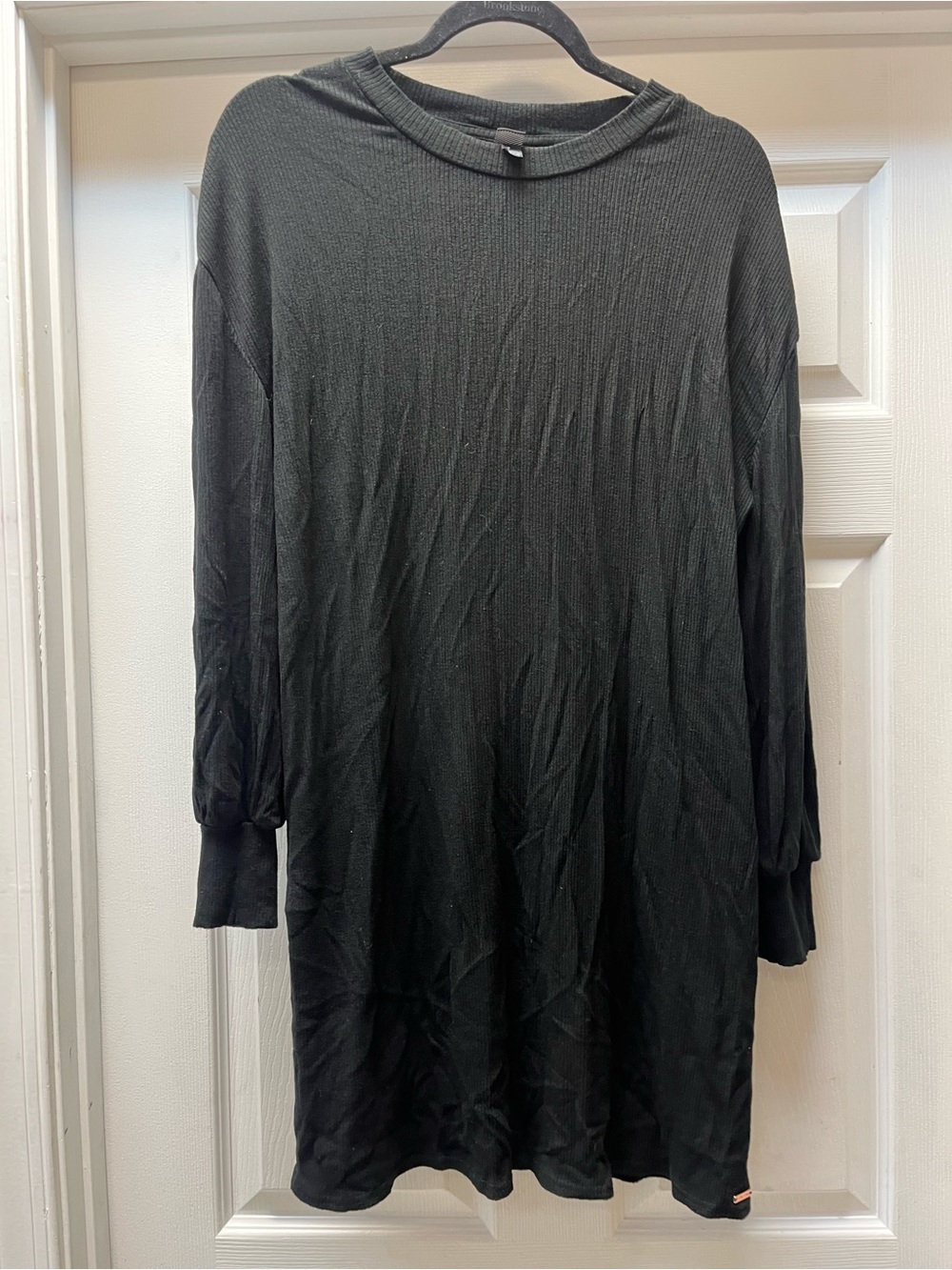 Volcom Black Ribbed Long Sleeve Mini Dress